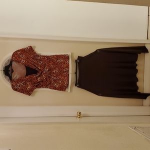 Notations: brown & orange cheeta pattern, (LARGE) skirt set